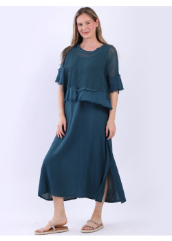 Made In Italy 2 Layered Mesh Net Cotton Lagenlook Dress