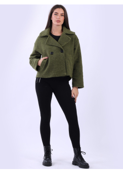 Italian Double Breast Crop Wooly Coat 