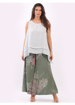 Made In Italy Floral Print Ladies Linen Palazzo Trouser
