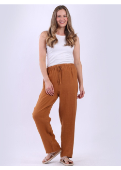 Made In Italy Plain Relaxed Fit Linen Trouser 