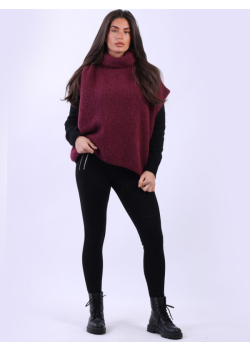 Cowl Neck Baggy Knit Cropped Wooly Pullover