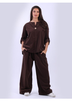 Chic High Low Solid Cotton Corduroy Top