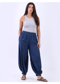 Women Loose Fit Plain Denim Trouser