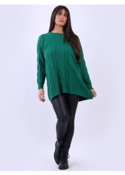 Women Plain Cable Knit Lagenlook Jumper