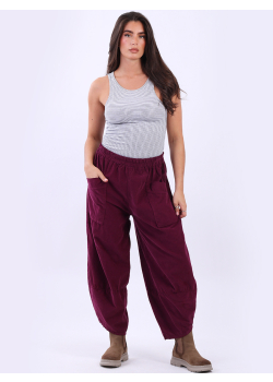 Regular Fit Plain Cotton Tulip Corduroy Ladies Trouser