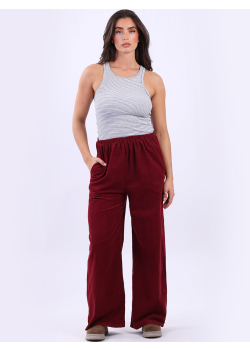 Women Straight Leg Solid Cotton Corduroy Pant