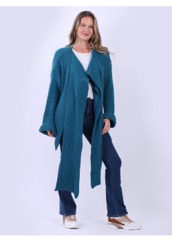 Wrap Over Drop Shoulder Plain Knitted Cardigan