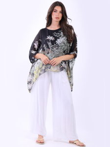 Batwing Floral Silk Top
