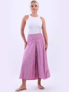 Italian Ditsy Floral Ruched Smock High Waist Wide Leg Palazzo