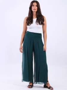 Made In Italy Wide Leg Side Slit Ladies Silk Harem Trouser