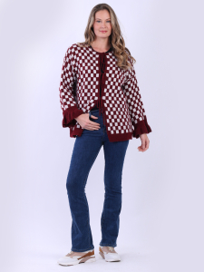 Triple Tie Gingham Wool Knitted Cardigan